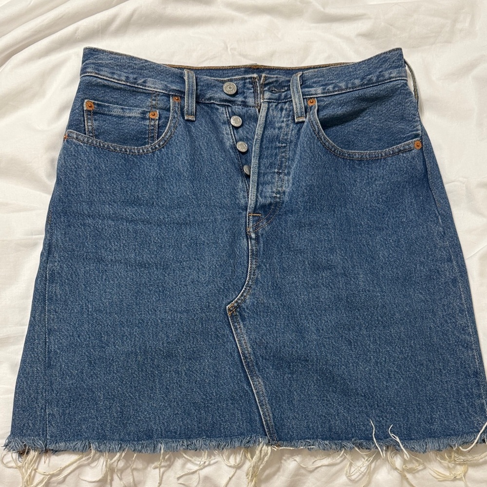 Levi's Dark Blue Button-Front Denim Mini Skirt